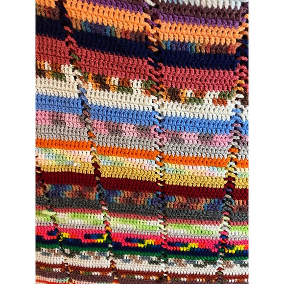 LARGE Handmade Knitted Blanket Afghan Bed Cover 134" (11 ft) x 62" Warm Gift - Picture 6 of 7